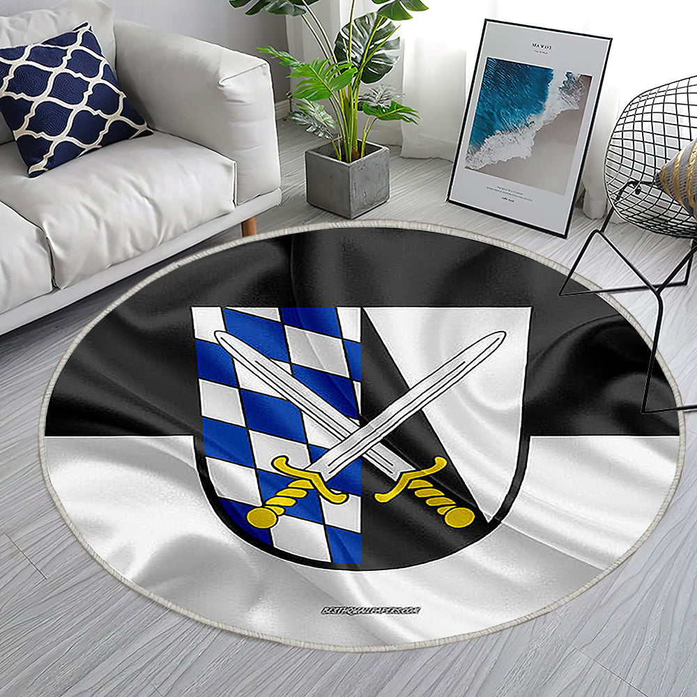 Abensberger Fahne Seideneffekt Teppich Rund, Teppiche - Seidenfahne Outdoor Teppich Rund, Deutsche Stadt Teppich Wohnzimmer, Carpet, Rug