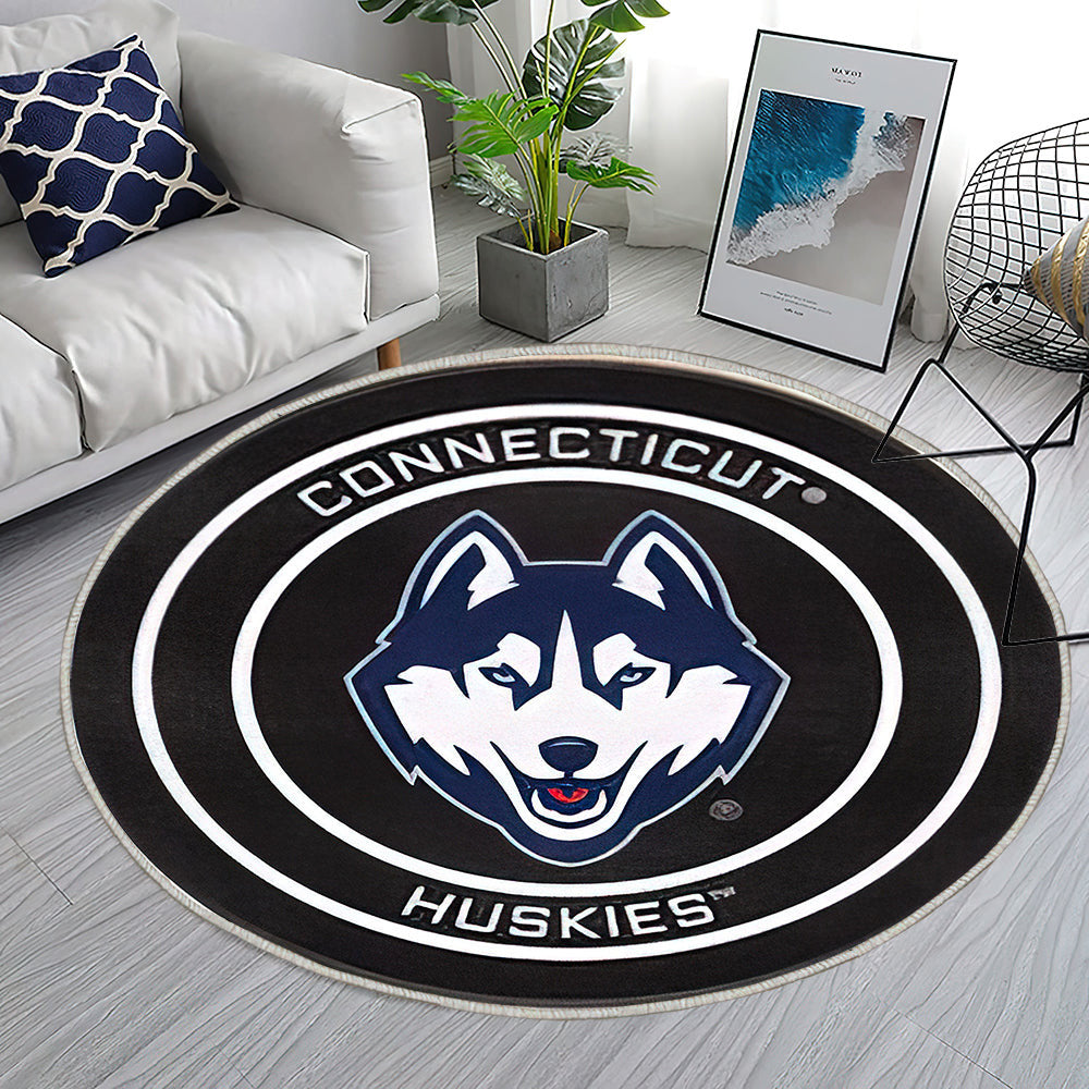 Uconn Huskies Hockey Puck Teppich Rund, Teppiche - Outdoor Teppich Rund, Teppich Wohnzimmer, Carpet, Rug