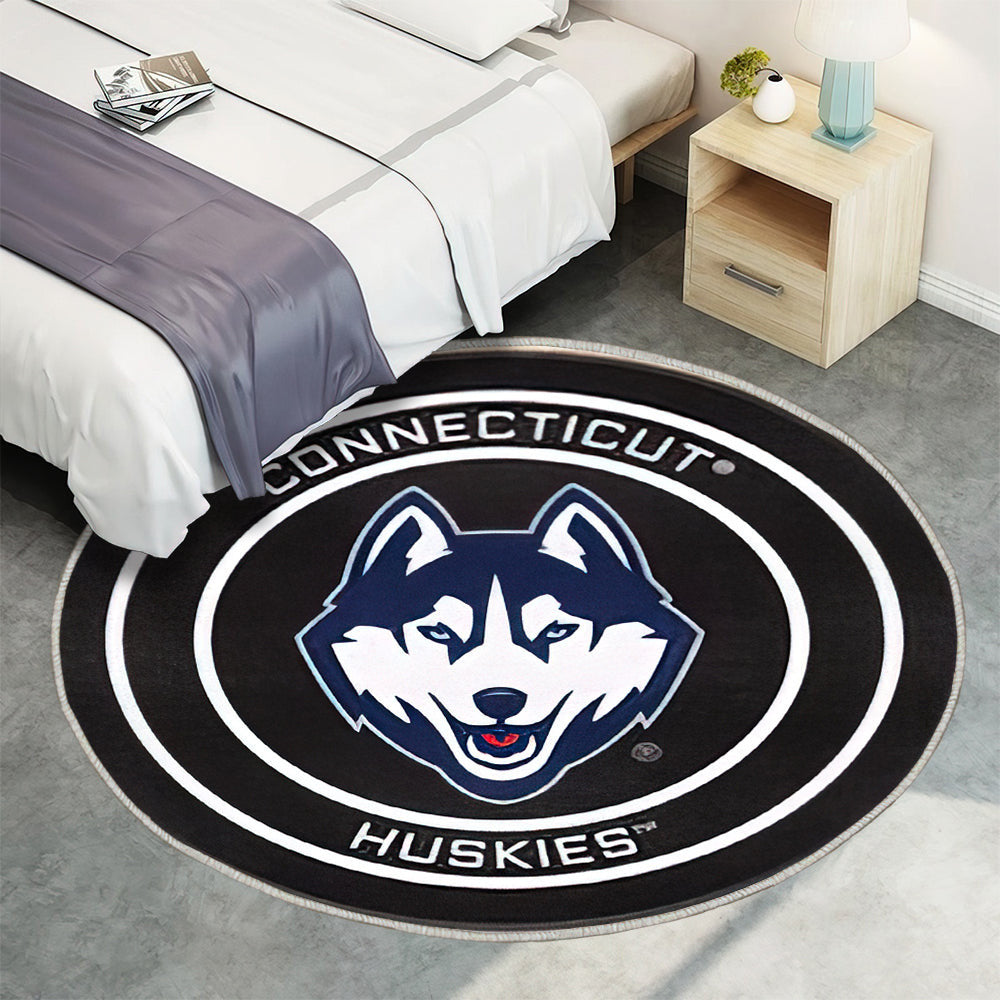 Uconn Huskies Hockey Puck Teppich Rund, Teppiche - Outdoor Teppich Rund, Teppich Wohnzimmer, Carpet, Rug