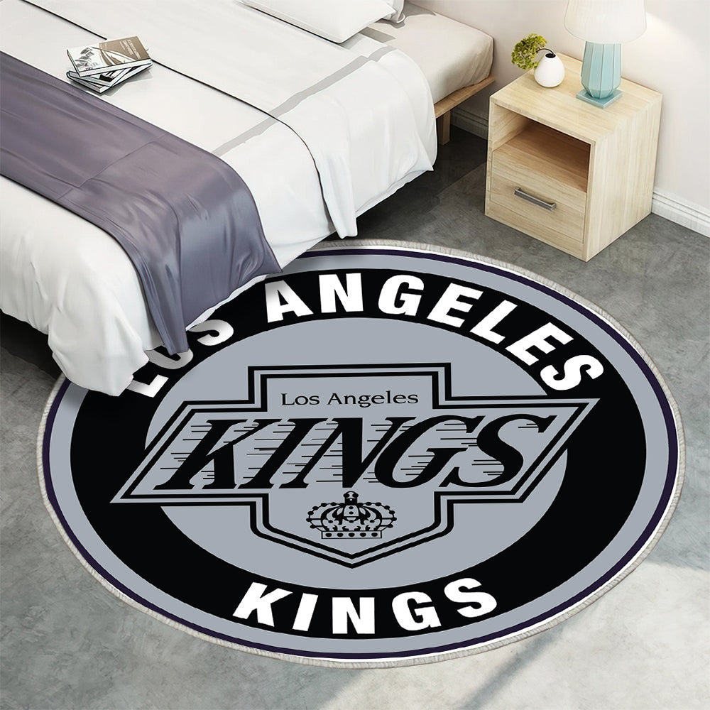 Los Angeles Kings Rückfall Kreis Logo Teppich Rund, Teppiche - Outdoor Teppich Rund, Teppich Wohnzimmer, Carpet, Rug