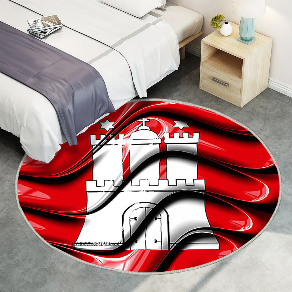 Hamburger Flagge Staaten Von Deutschland Teppich Rund, Teppiche - Verwaltungsbezirke Outdoor Teppich Rund, Flagge Von Hamburg Teppich Wohnzimmer, Carpet, Rug
